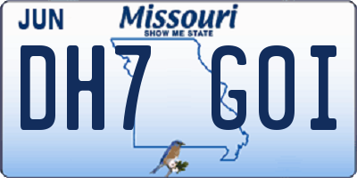 MO license plate DH7G0I