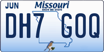 MO license plate DH7G0Q