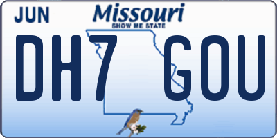 MO license plate DH7G0U