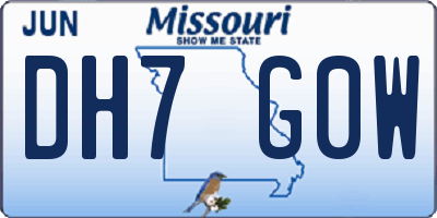 MO license plate DH7G0W