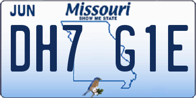 MO license plate DH7G1E