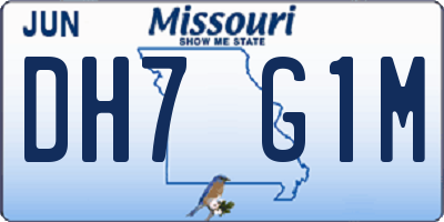 MO license plate DH7G1M