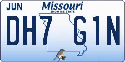 MO license plate DH7G1N