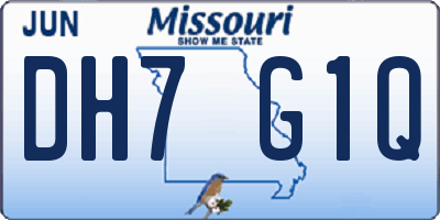 MO license plate DH7G1Q