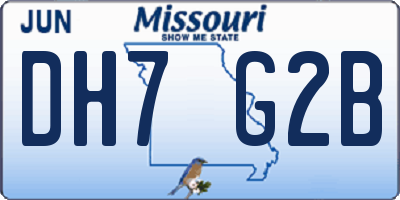 MO license plate DH7G2B