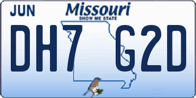 MO license plate DH7G2D