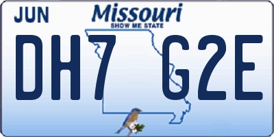 MO license plate DH7G2E