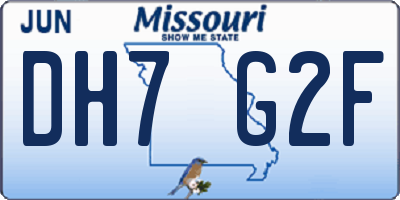 MO license plate DH7G2F