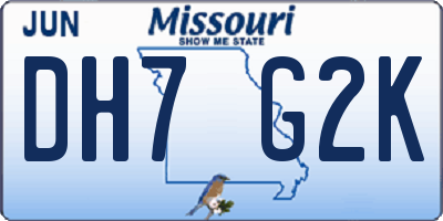 MO license plate DH7G2K