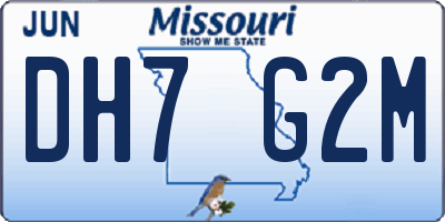 MO license plate DH7G2M