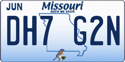 MO license plate DH7G2N