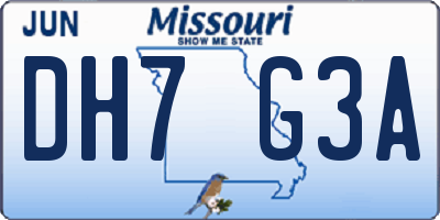 MO license plate DH7G3A