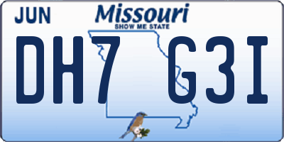 MO license plate DH7G3I