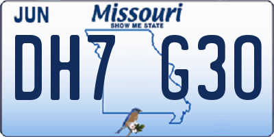 MO license plate DH7G3O