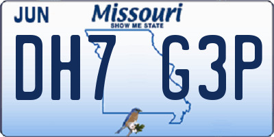 MO license plate DH7G3P