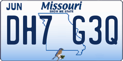 MO license plate DH7G3Q