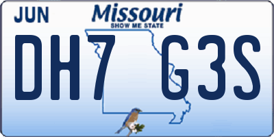 MO license plate DH7G3S