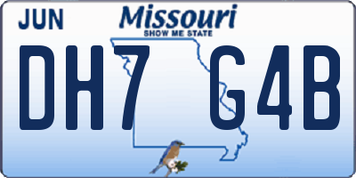 MO license plate DH7G4B