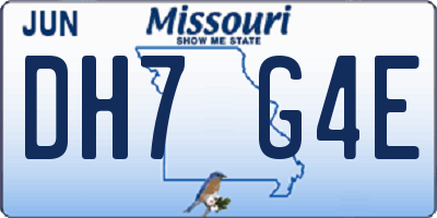 MO license plate DH7G4E