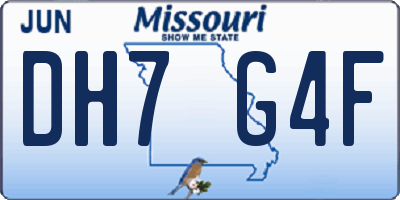 MO license plate DH7G4F