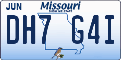 MO license plate DH7G4I