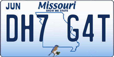 MO license plate DH7G4T