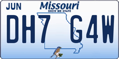 MO license plate DH7G4W