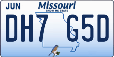 MO license plate DH7G5D