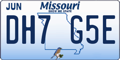 MO license plate DH7G5E