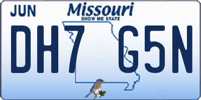 MO license plate DH7G5N