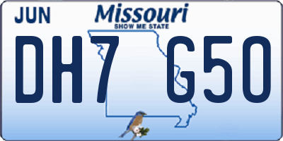MO license plate DH7G5O