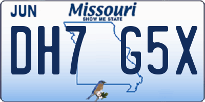 MO license plate DH7G5X