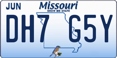 MO license plate DH7G5Y
