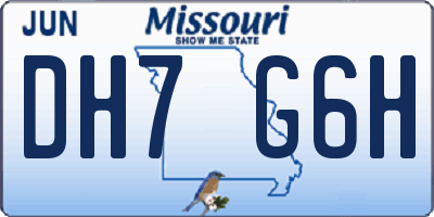 MO license plate DH7G6H