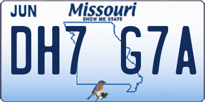 MO license plate DH7G7A