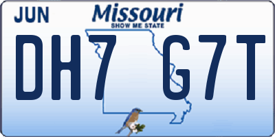 MO license plate DH7G7T