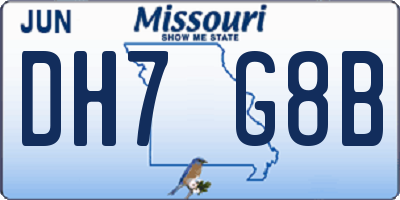MO license plate DH7G8B