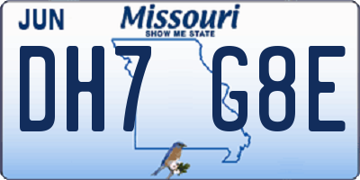 MO license plate DH7G8E