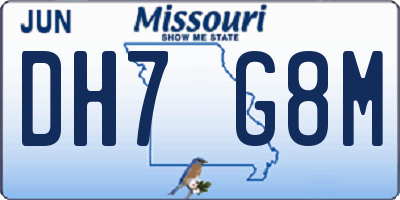 MO license plate DH7G8M