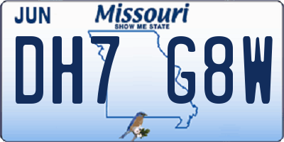 MO license plate DH7G8W