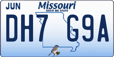 MO license plate DH7G9A