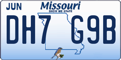 MO license plate DH7G9B