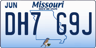 MO license plate DH7G9J