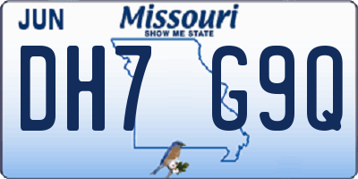 MO license plate DH7G9Q