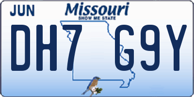 MO license plate DH7G9Y