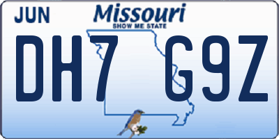 MO license plate DH7G9Z