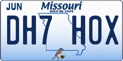 MO license plate DH7H0X