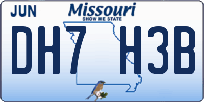 MO license plate DH7H3B