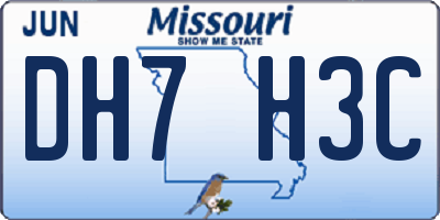 MO license plate DH7H3C