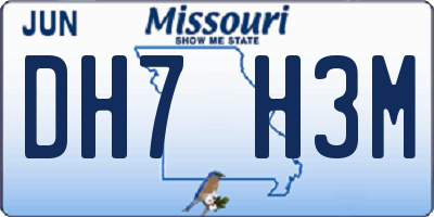 MO license plate DH7H3M
